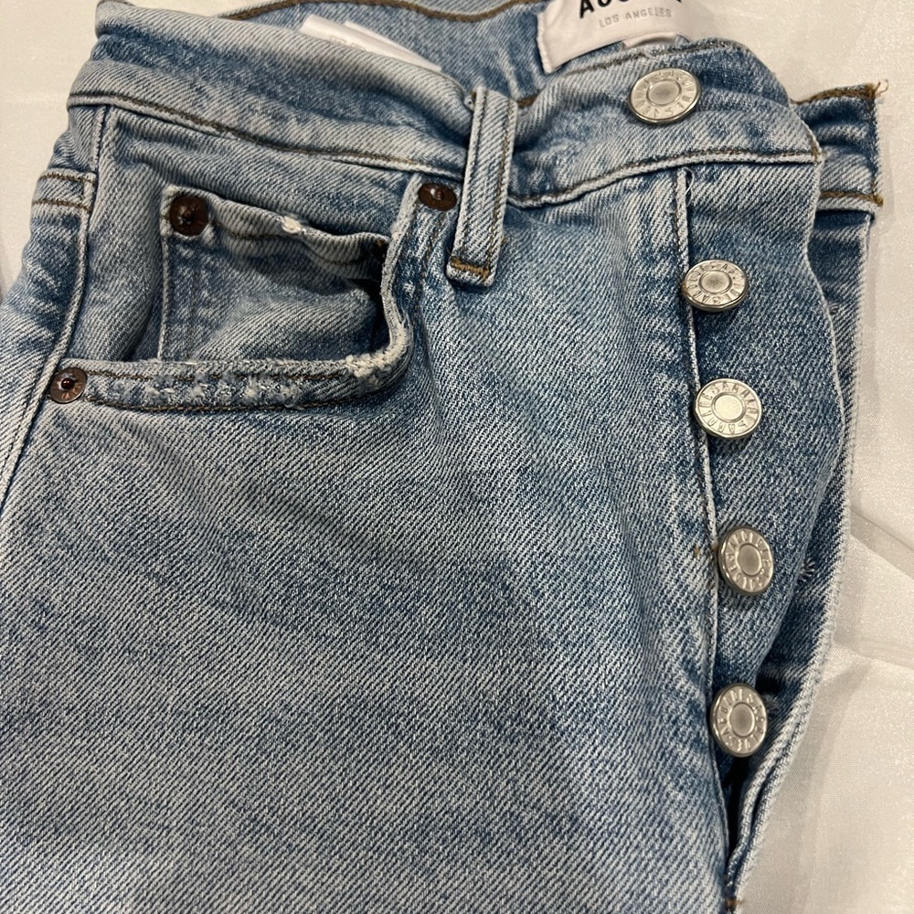 AGOLDE Riley Crop Blue High Rise Jeans Size 23 - Picture 2 of 9